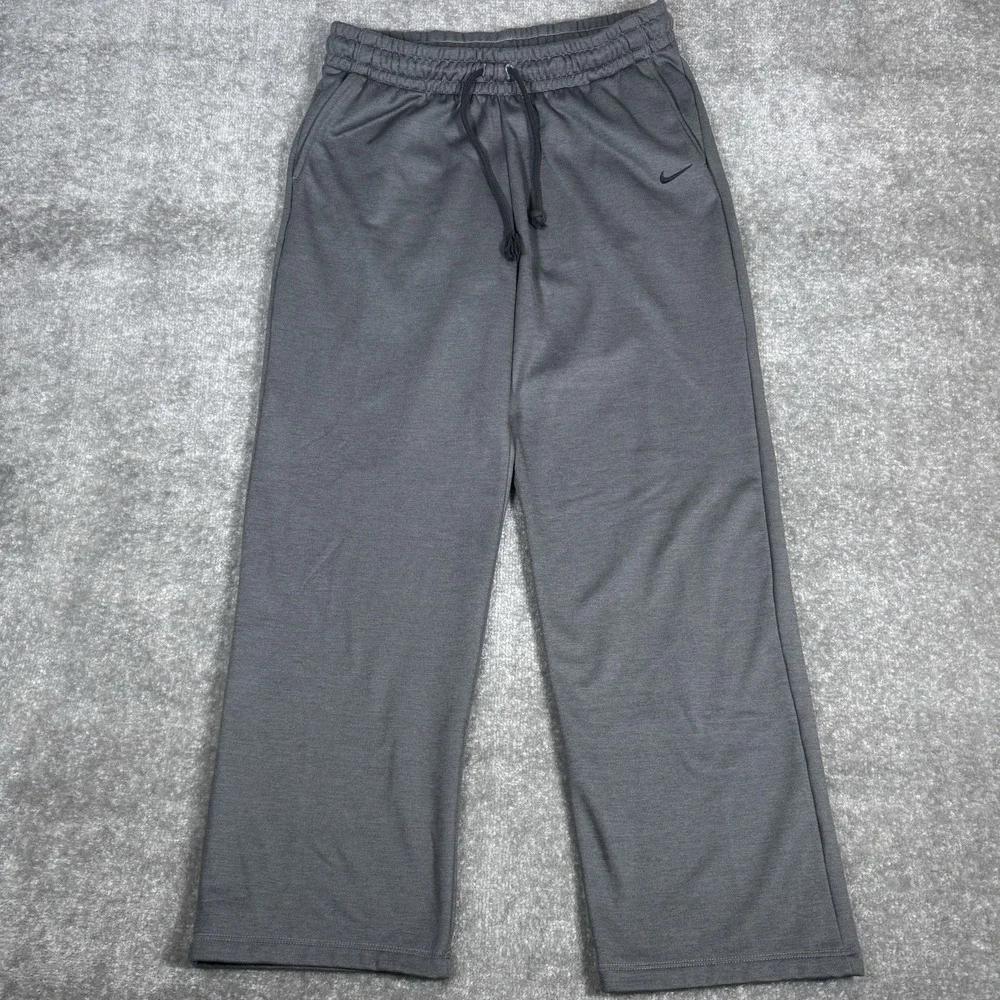Nike Sweatpants Women's Large Gray Therma Fit Running CU5529 010‎ Baggy Straight